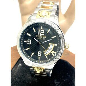 Versus by Versace Men's Watch VSPVT1821 Quartz Black Dial Two Tone Steel 44mm